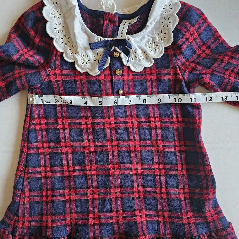 Janie and Jack 2in1 Tartan Plaid Drop Waist Eyelet Dress +Matching Leggings Sz 5